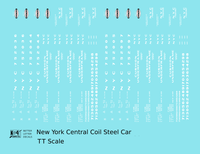 New York Central Coil Steel Car White  - Decal - Choose Scale