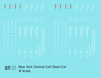 New York Central Coil Steel Car White  - Decal - Choose Scale