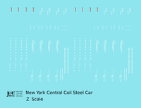 New York Central Coil Steel Car White  - Decal - Choose Scale