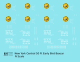 New York Central 50 Ft Boxcar Yellow, Black and White Early Bird