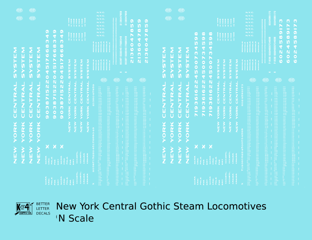 New York Central Gothic Steam Locomotive White