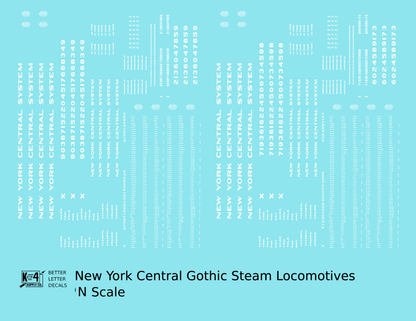 New York Central Gothic Steam Locomotive White