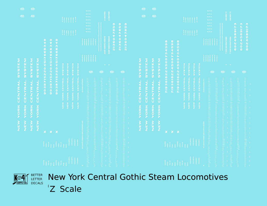 New York Central Gothic Steam Locomotive White