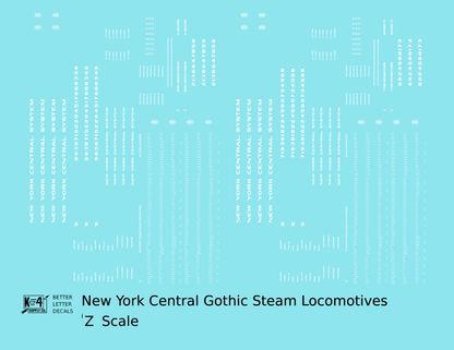 New York Central Gothic Steam Locomotive White