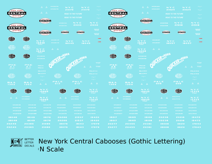 New York Central Peoria and Eastern P&LE B&A Caboose White Gothic Lettering