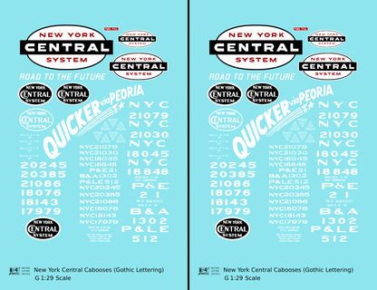 New York Central Peoria and Eastern P&LE B&A Caboose White Gothic Lettering