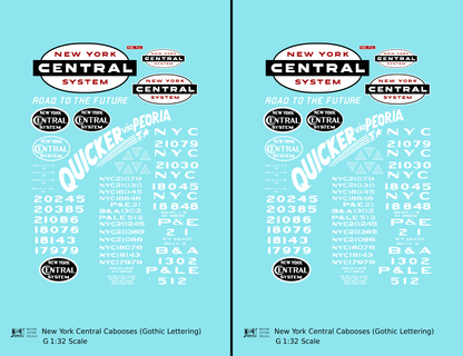 New York Central Peoria and Eastern P&LE B&A Caboose White Gothic Lettering