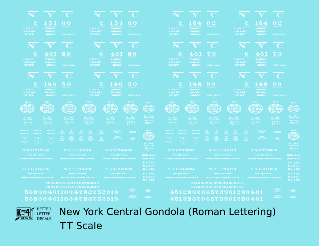 New York Central Gondola White Roman Lettering