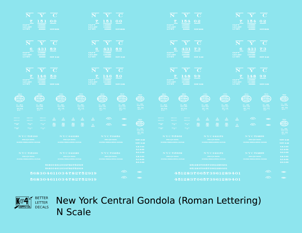 New York Central Gondola White Roman Lettering