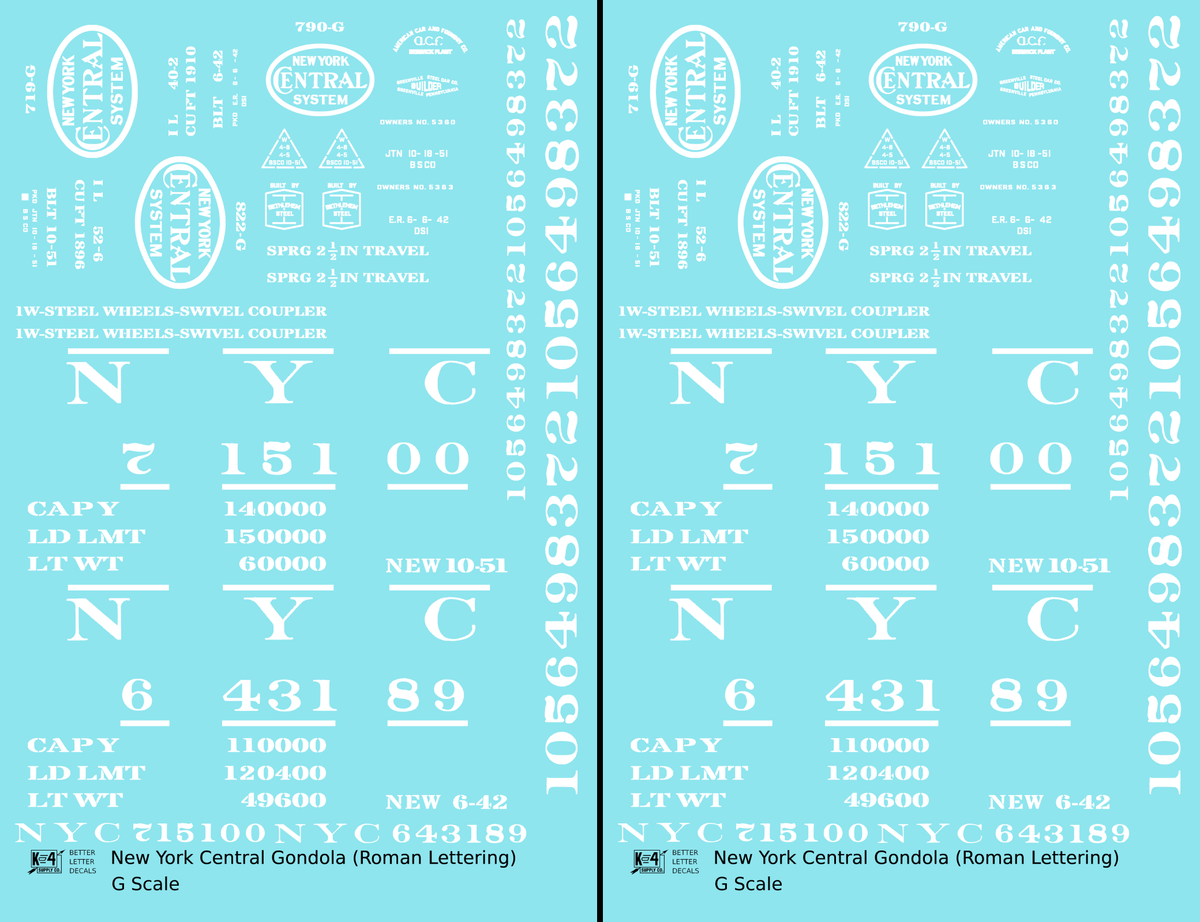 New York Central Gondola White Roman Lettering
