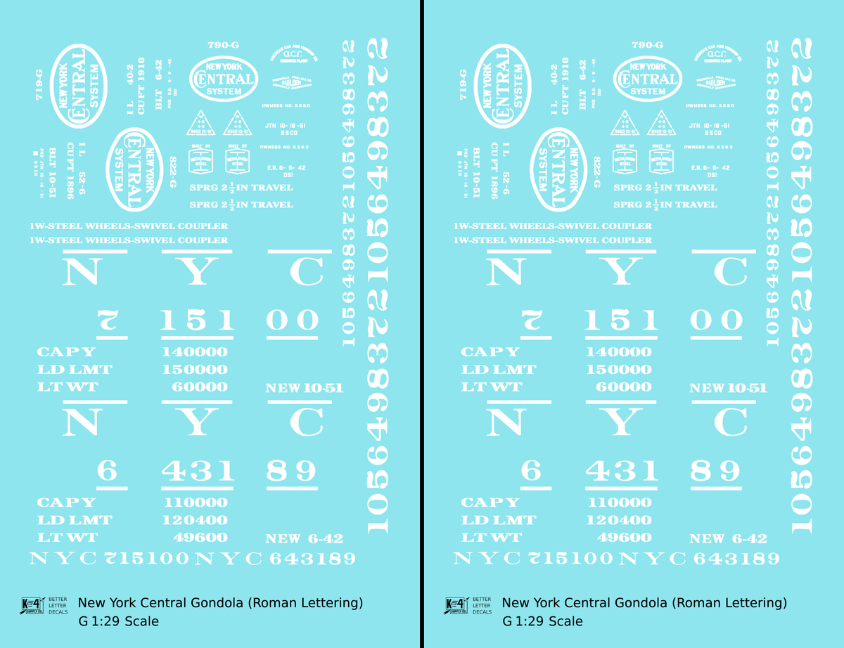 New York Central Gondola White Roman Lettering