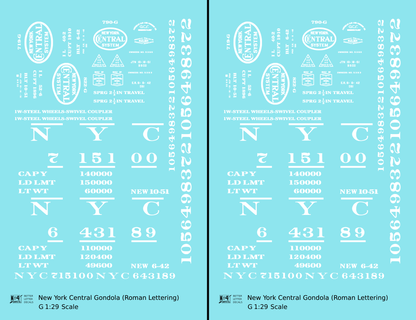 New York Central Gondola White Roman Lettering