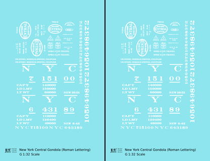 New York Central Gondola White Roman Lettering