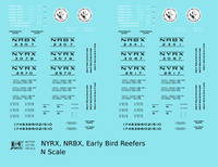 NYRX NRBX Steel Ice Reefer Black and White New York Central Early Bird - Decal - Choose Scale