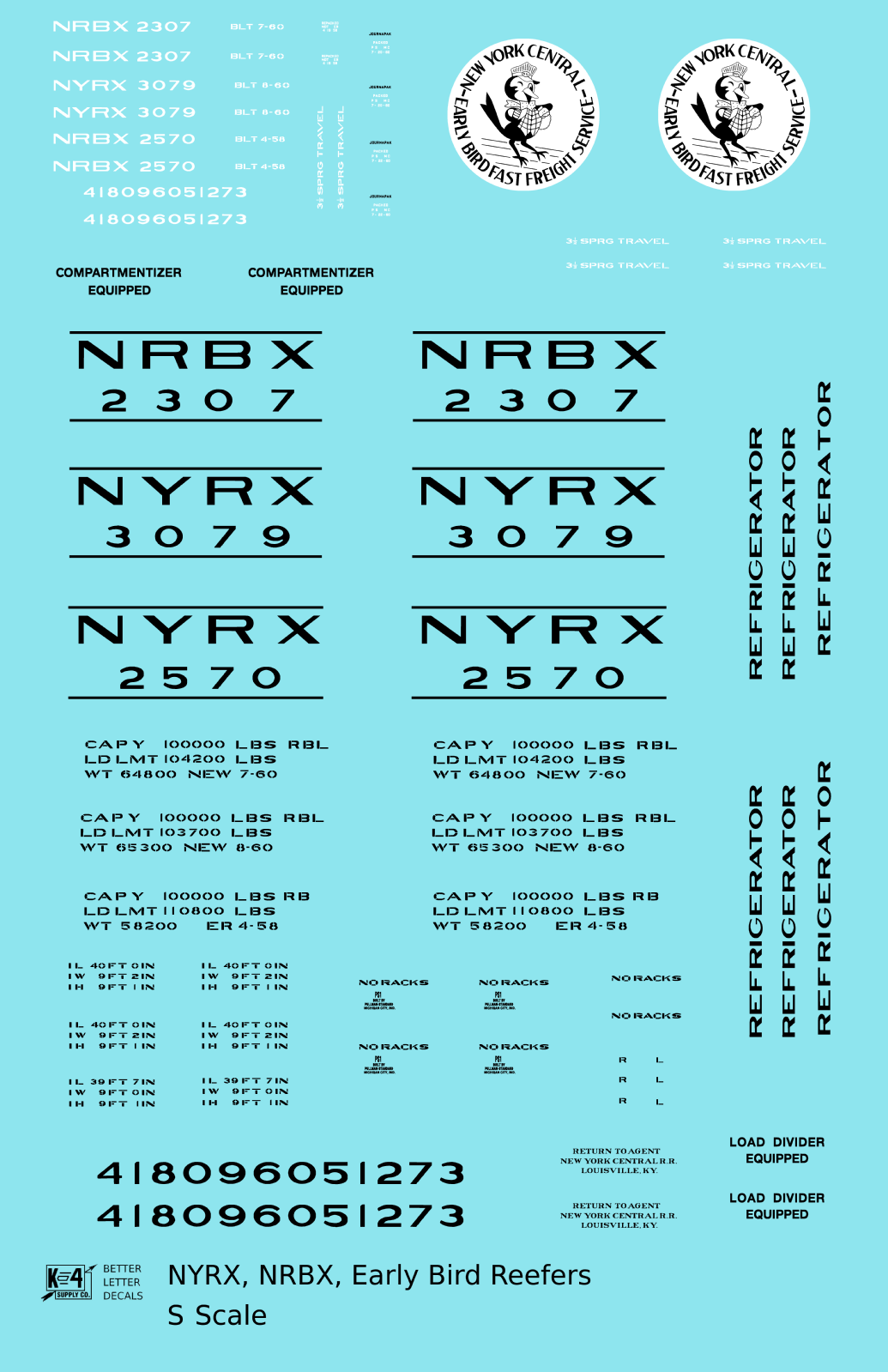 NYRX NRBX Steel Ice Reefer Black and White New York Central Early Bird