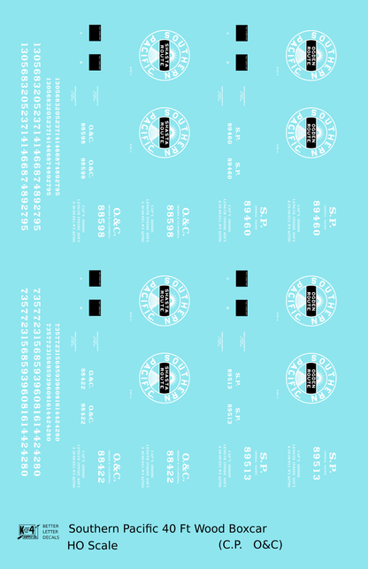 Oregon and California 40 Ft Wood Boxcar White Southern Pacific Shasta Route - Decal - Choose Scale