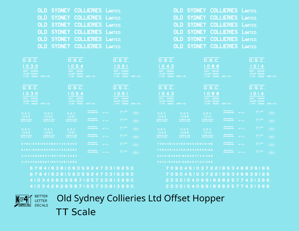 Old Sydney Collieries Ltd Offset Twin Hopper White Nova Scotia - Decal - Choose Scale