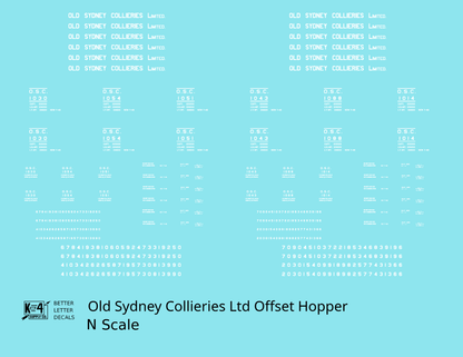Old Sydney Collieries Ltd Offset Twin Hopper White Nova Scotia - Decal - Choose Scale