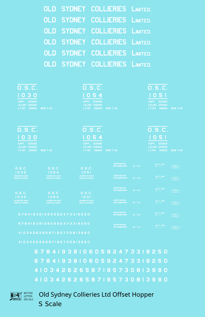 Old Sydney Collieries Ltd Offset Twin Hopper White Nova Scotia - Decal - Choose Scale
