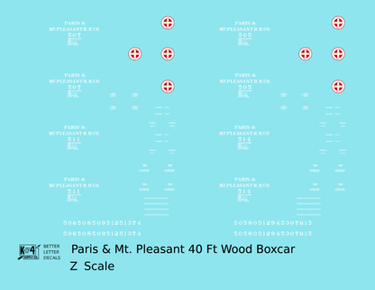 Paris and Mt Pleasant Railroad 40 Ft Wood Boxcar White and Red Texas