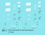 Penn Central 86 Ft Auto Parts Boxcar White