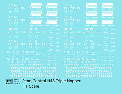 Penn Central H43 Triple Hopper White