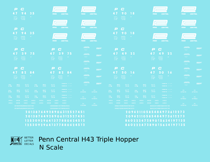 Penn Central H43 Triple Hopper White
