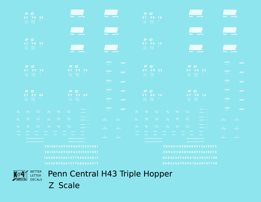 Penn Central H43 Triple Hopper White