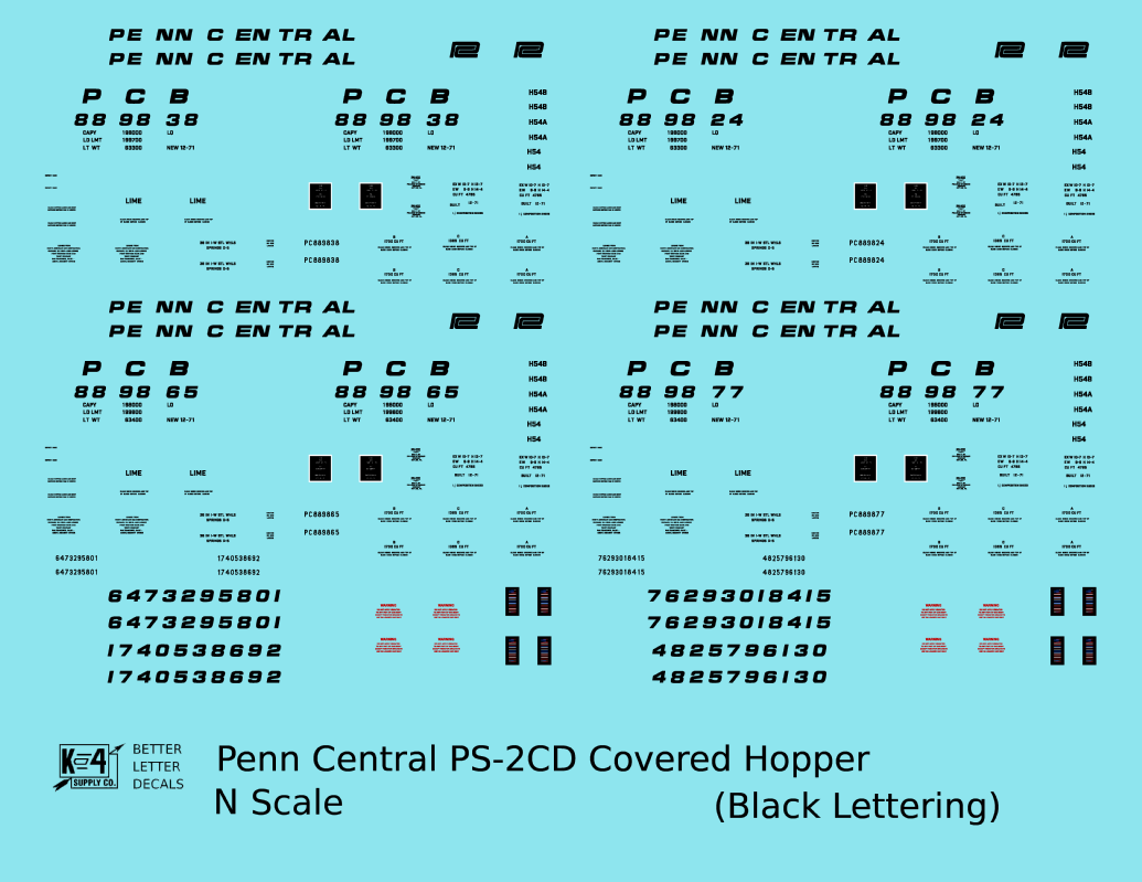 Penn Central PS2-CD Covered Hopper Black For Gray Car