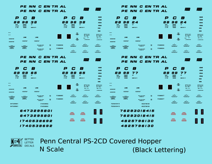 Penn Central PS2-CD Covered Hopper Black For Gray Car