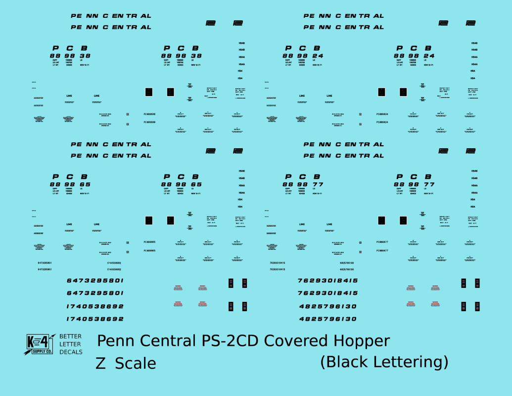 Penn Central PS2-CD Covered Hopper Black For Gray Car
