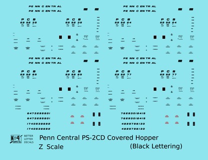 Penn Central PS2-CD Covered Hopper Black For Gray Car