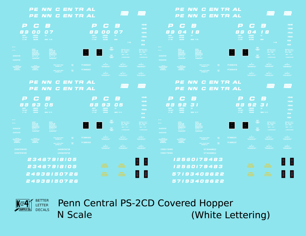 Penn Central PS2-CD Covered Hopper White For Green Car