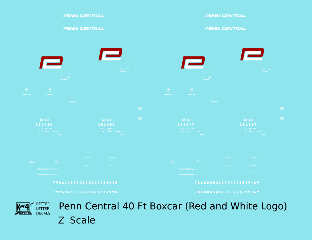 Penn Central 40 Ft Boxcar Red and White Heralds