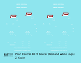 Penn Central 40 Ft Boxcar Red and White Heralds