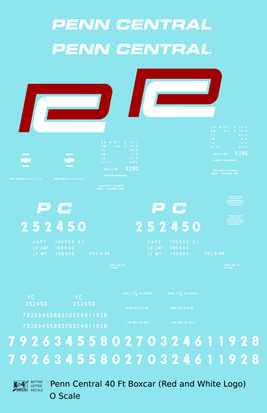 Penn Central 40 Ft Boxcar Red and White Heralds