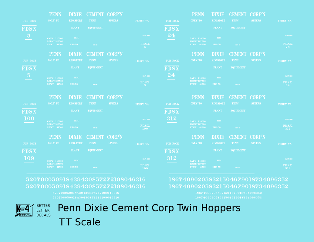 Penn Dixie Cement Corp. Ribbed Twin Hopper White
