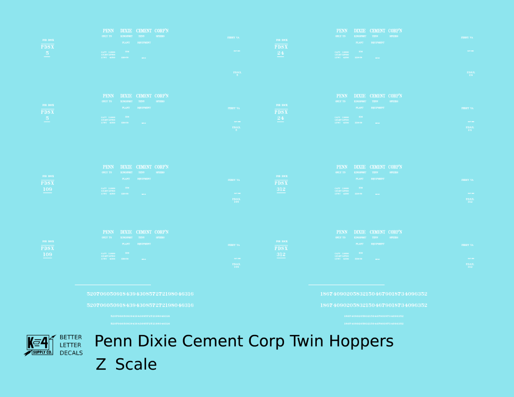 Penn Dixie Cement Corp. Ribbed Twin Hopper White