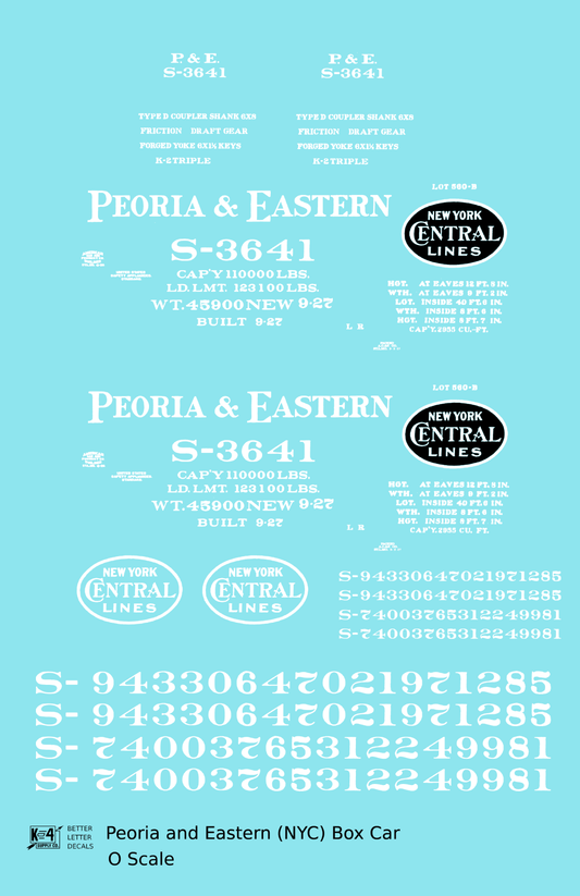 Peoria and Eastern 40 Ft Boxcar White New York Central