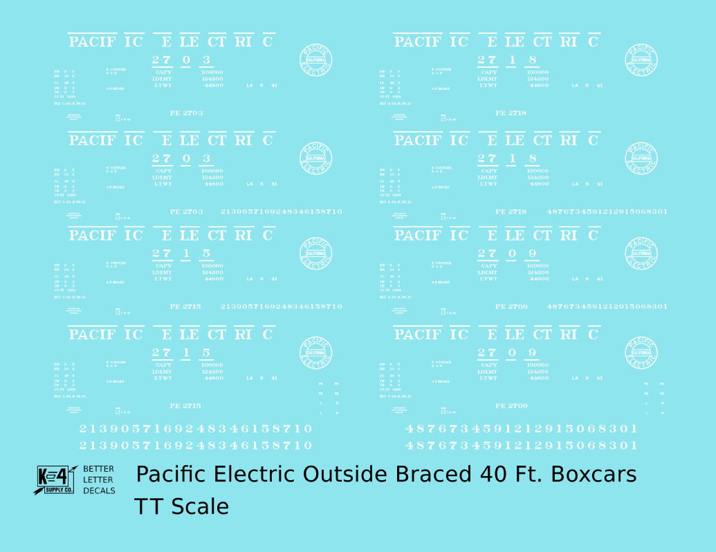 Pacific Electric 40 Ft Outside Braced Boxcar White