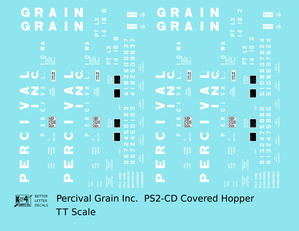 Percival Grain, Inc. PS-2CD Covered Hopper White Iowa