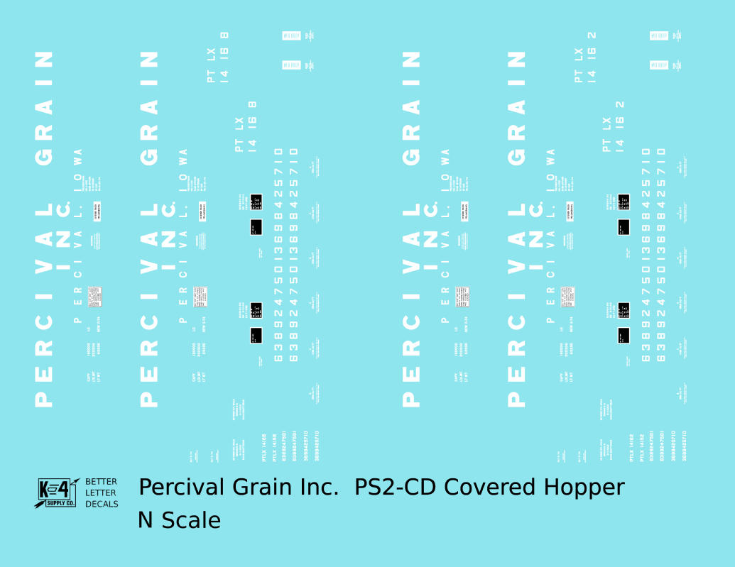 Percival Grain, Inc. PS-2CD Covered Hopper White Iowa