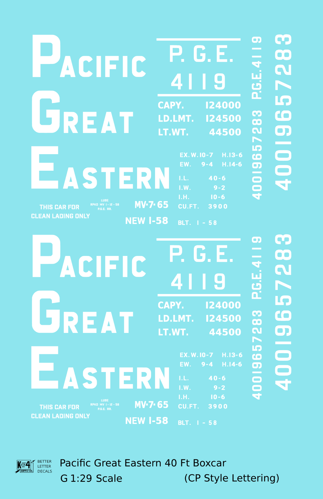 Pacific Great Eastern 40 Ft Boxcar White CP Style Lettering