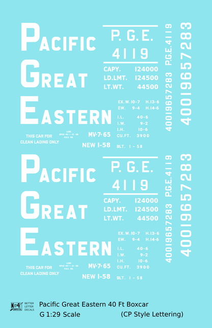 Pacific Great Eastern 40 Ft Boxcar White CP Style Lettering