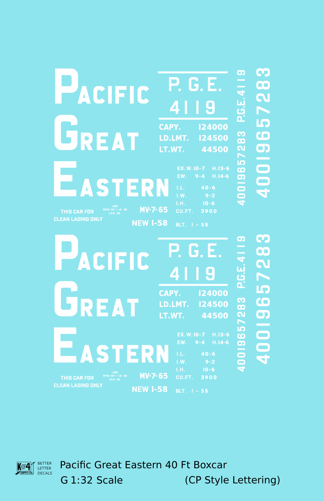 Pacific Great Eastern 40 Ft Boxcar White CP Style Lettering