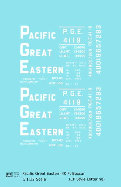 Pacific Great Eastern 40 Ft Boxcar White CP Style Lettering