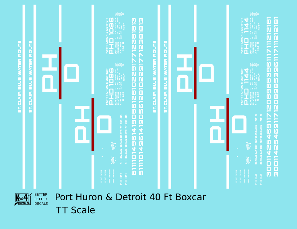 Port Huron and Detroit 40 Ft Steel Boxcar White and Red