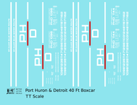 Port Huron and Detroit 40 Ft Steel Boxcar White and Red  - Decal - Choose Scale