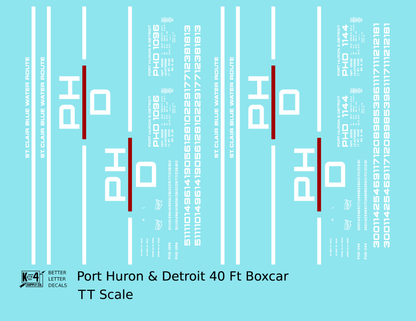 Port Huron and Detroit 40 Ft Steel Boxcar White and Red