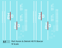 Port Huron and Detroit 40 Ft Steel Boxcar White and Red  - Decal - Choose Scale